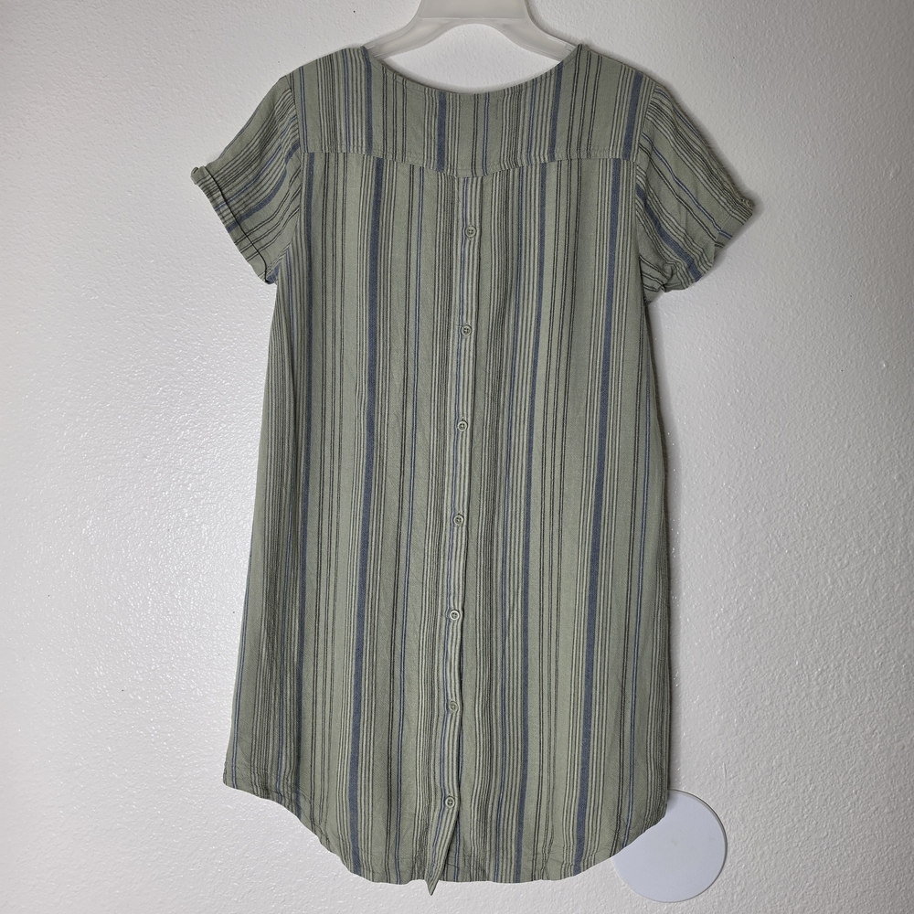 Cloth & Stone Striped Linen Blend Shift Dress Green And Blue Size S - Picture 12 of 12